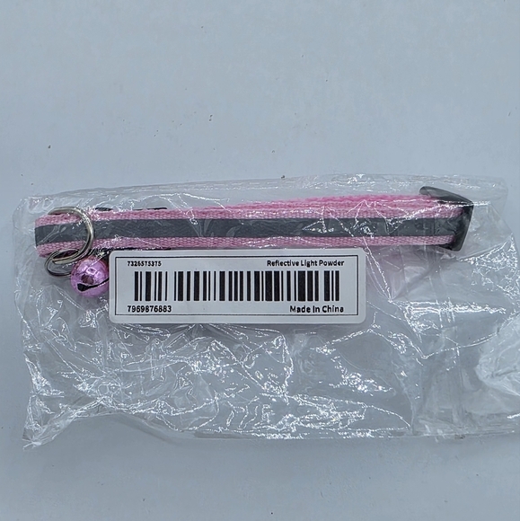 Pink & Silver Reflective Nylon Cat Collar - Picture 3 of 4